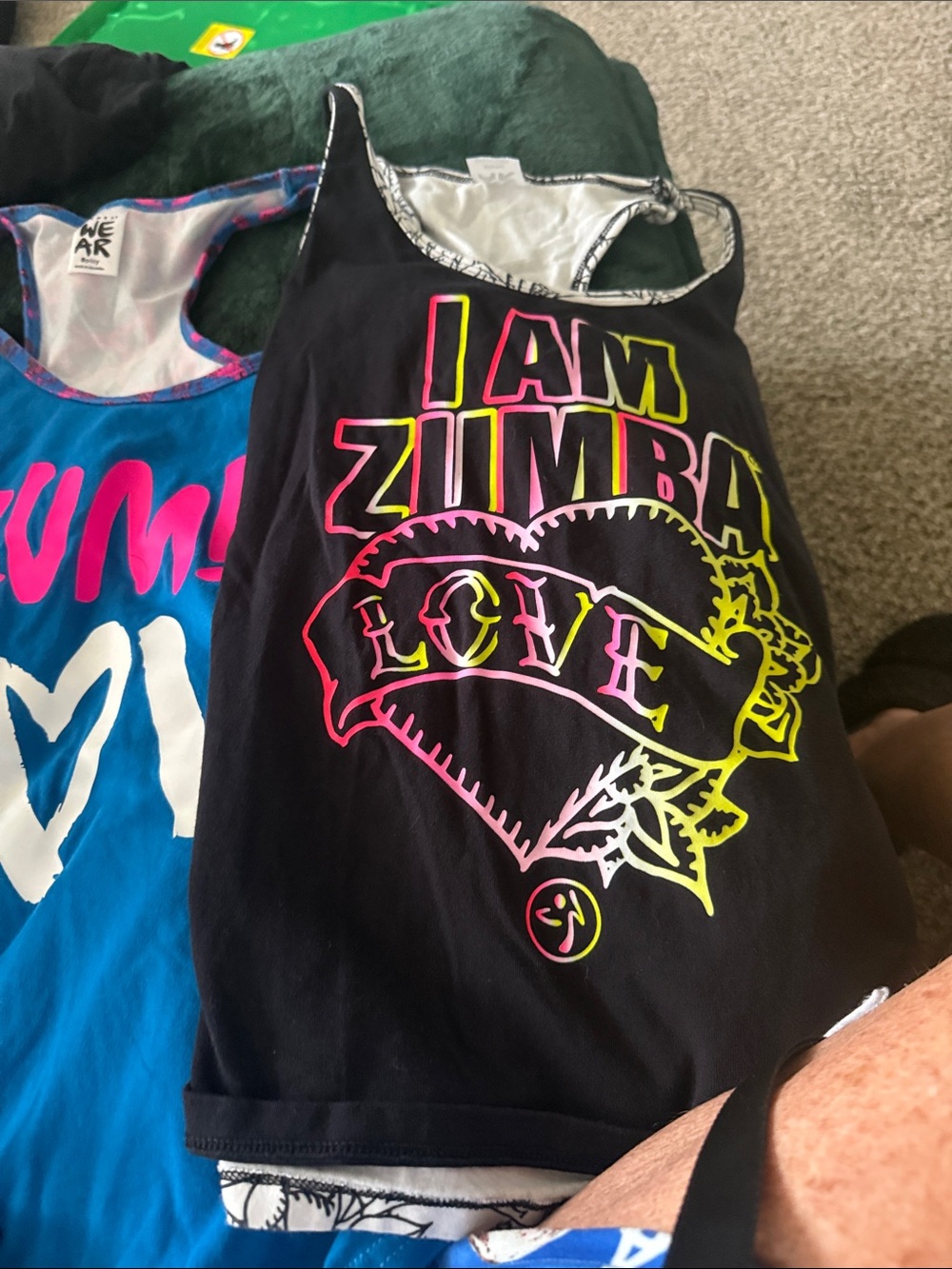 Zumba Fitness Black Tank Top with Neon Pink & Neon Yellow Graphic